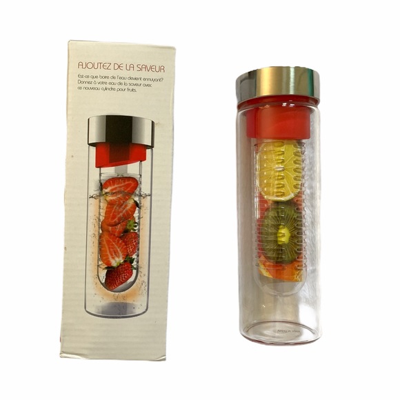 NIB Asobu Glass Water Bottle With Fruit Infuser Exercise Fitness Healthy - Picture 11 of 12